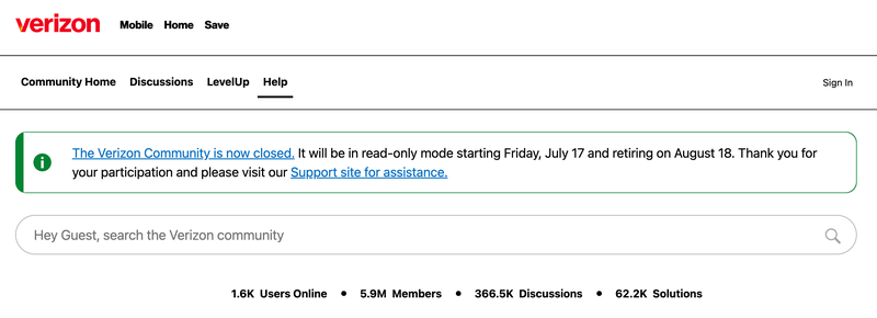 The Verizon support forum is closing its doors to customers. | Image by Verizon