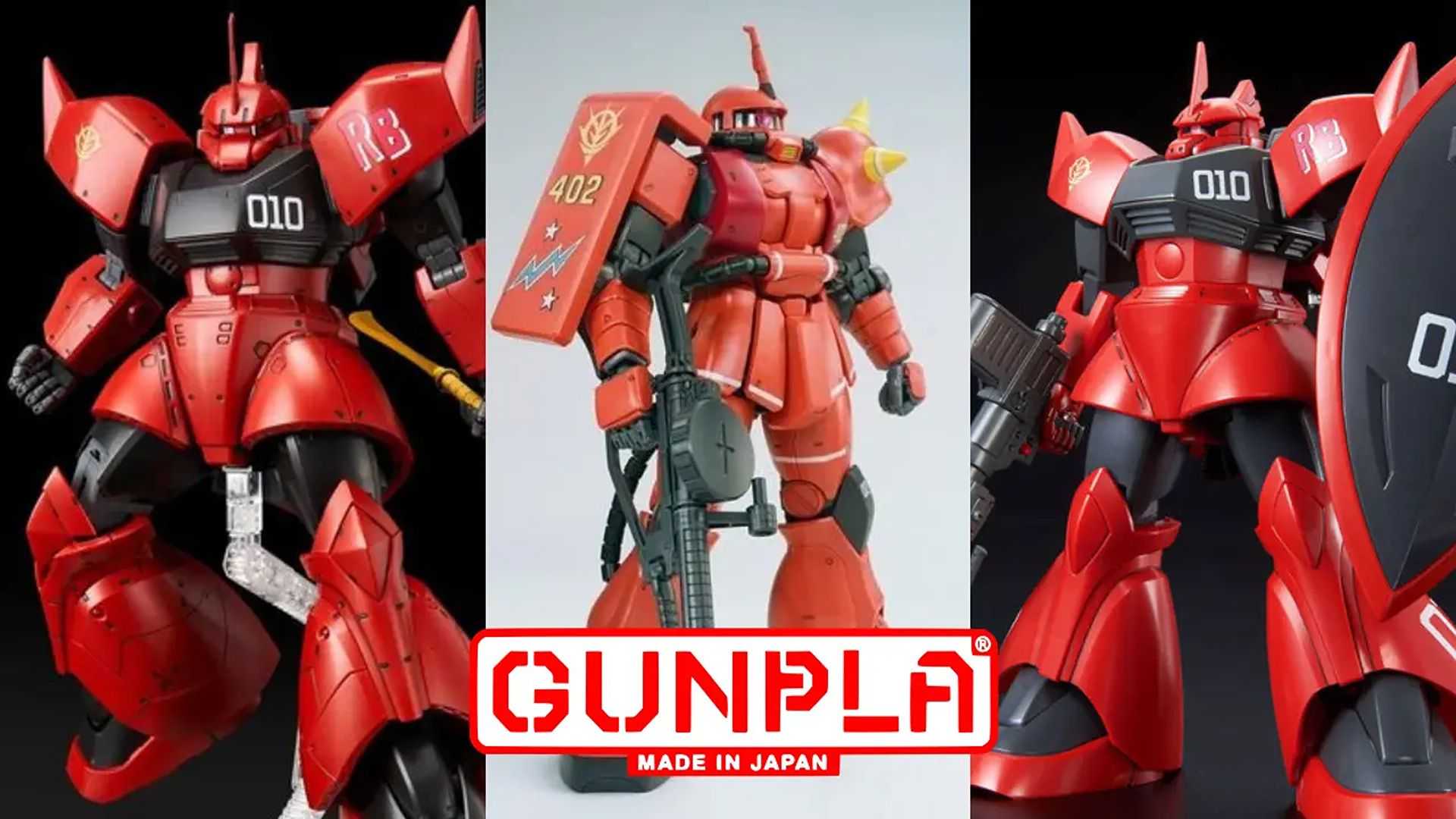 Images for the Johnny Ridden Gelgoog and Zaku II Gundam model kits.