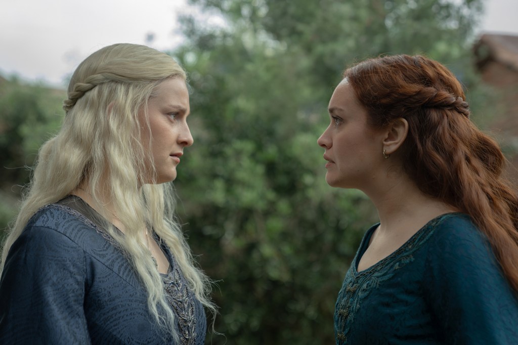 Heleana (Phia Saban) and Alicent (Olivia Cooke) in 'House of the Dragon' Season 3 Episode 5