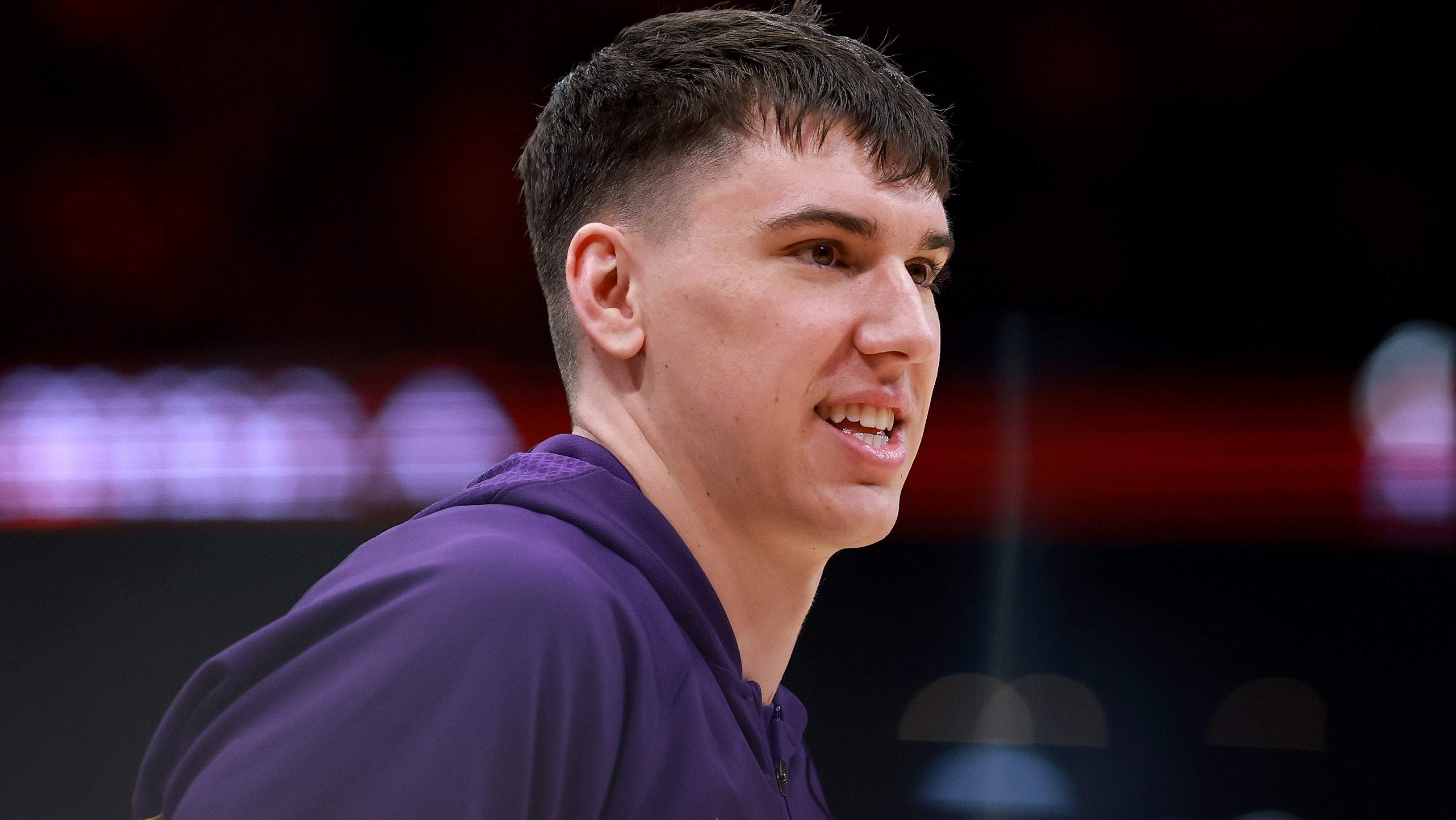 Jake LaRavia #12 of the Los Angeles Lakers