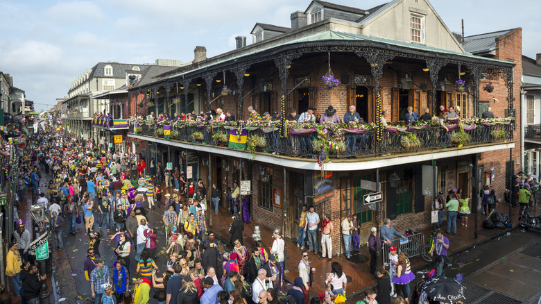 People on streets during Mardi Gras in New Orleans