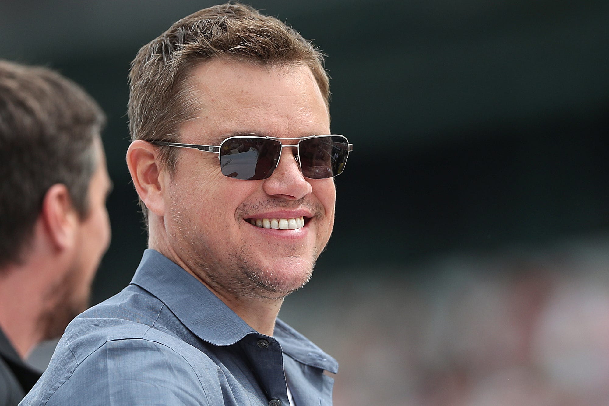 Actor Matt Damon is seen on the grid before the start of the 103rd running of the Indy 500 at Indianapolis Motor Speedway, Sunday, May 26, 2019. 103rd Runnning Of The Indy 500 At Indianapolis Motor Speedway Sunday May 26 2019
