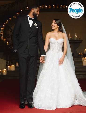Royce O'Neale and Paige Hurd at their wedding
