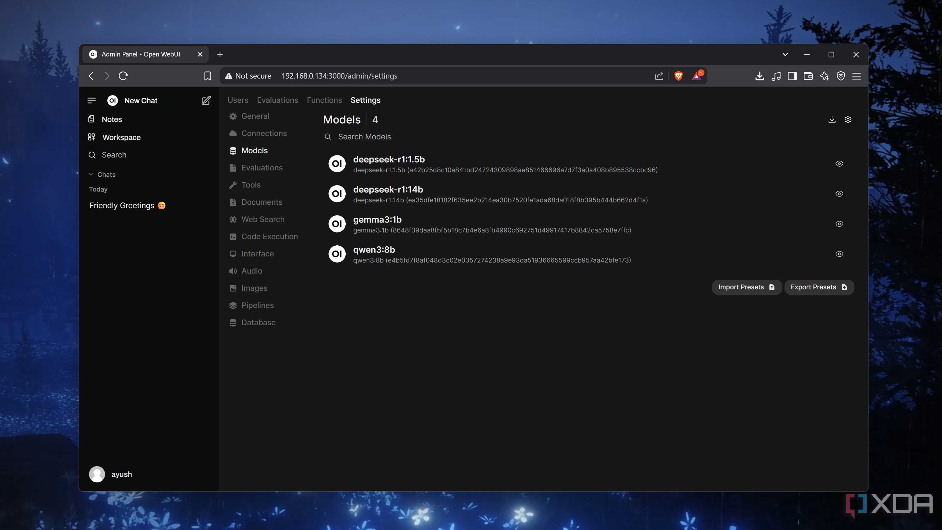 Accessing the LLMs in Ollama's Open Web UI
