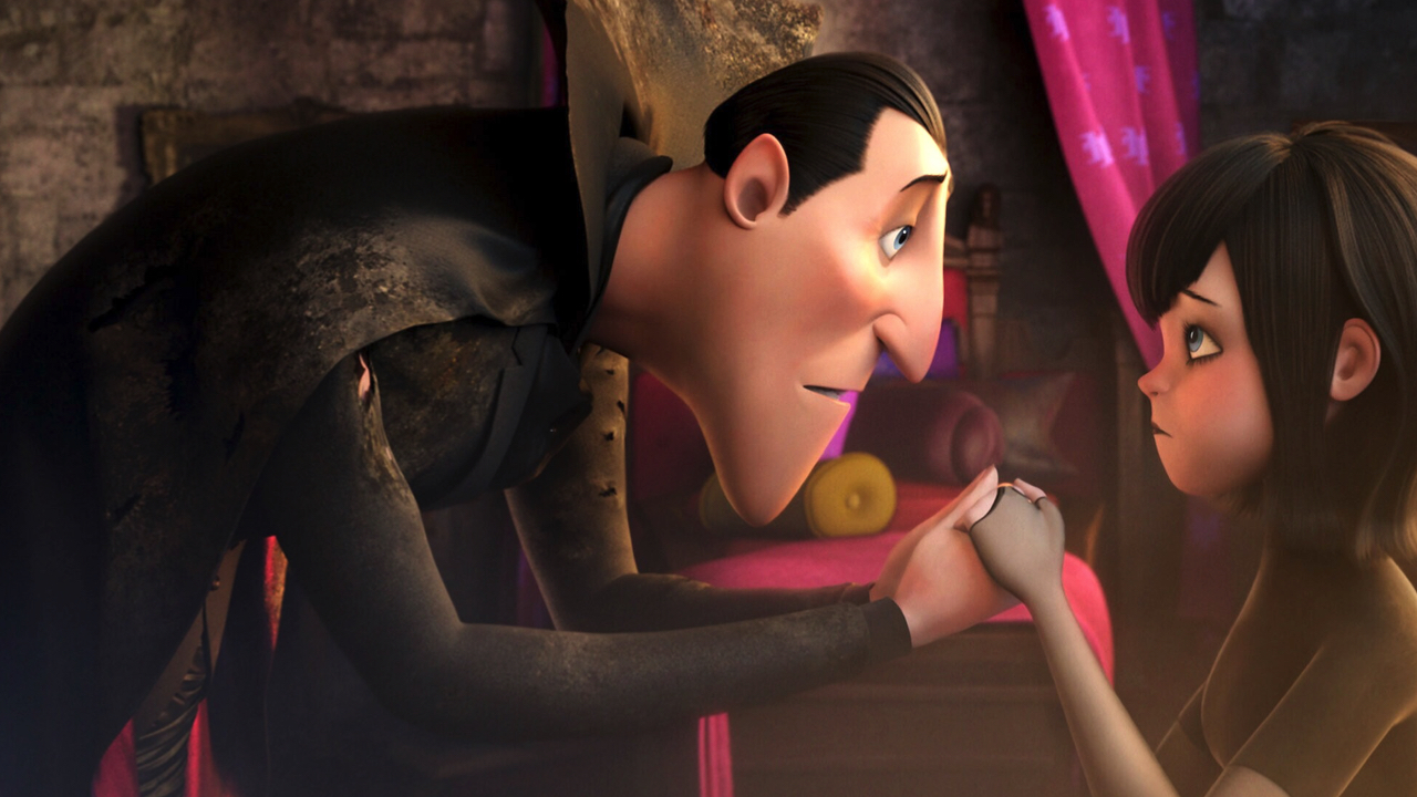 (L to R) Adam Sandler and Selena Gomez in 'Hotel Transylvania.' Photo: Sony.