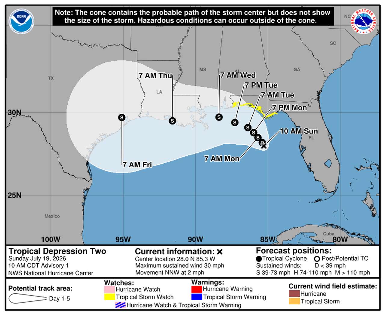 Tropical depression two forms in Gulf, putting Texas in forecast later ...