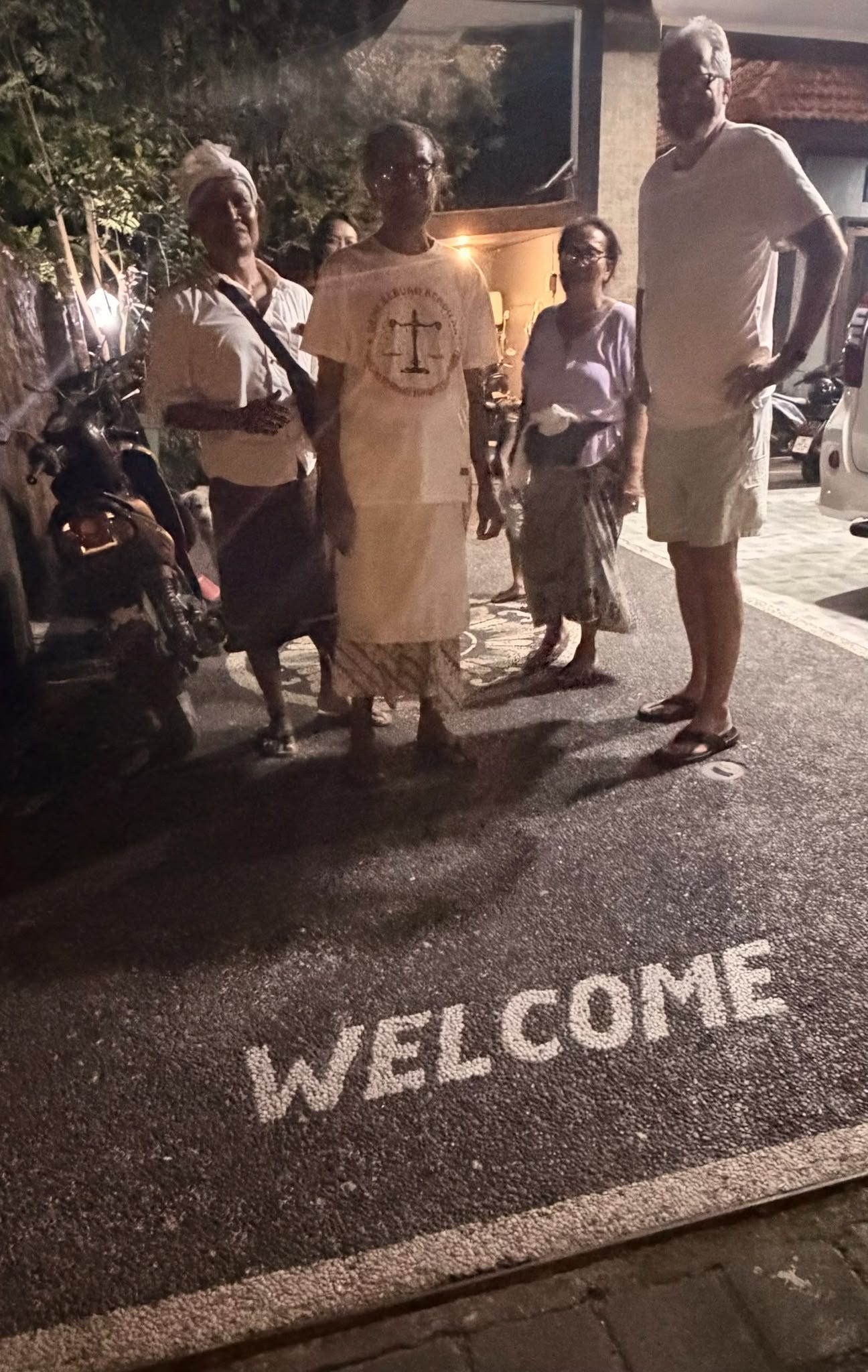 Standing outside a house in Bali at night.