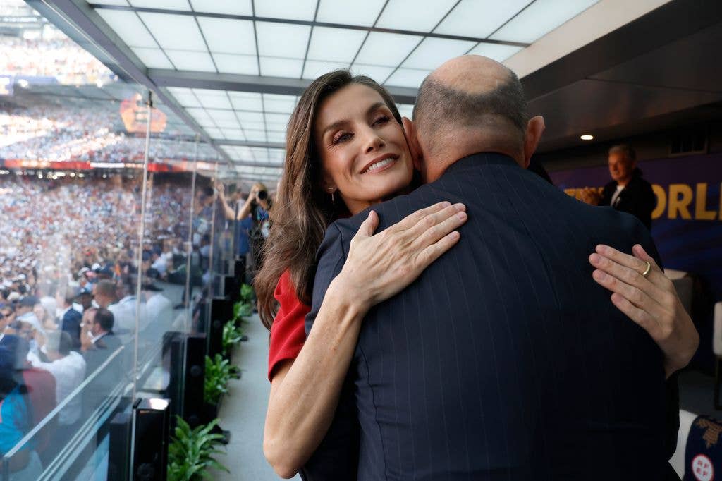 EAST RUTHERFORD, NEW JERSEY - JULY 19: Queen Letizia of Spain celebrates after the 1-0 win during the FIFA World Cup 2026 Final