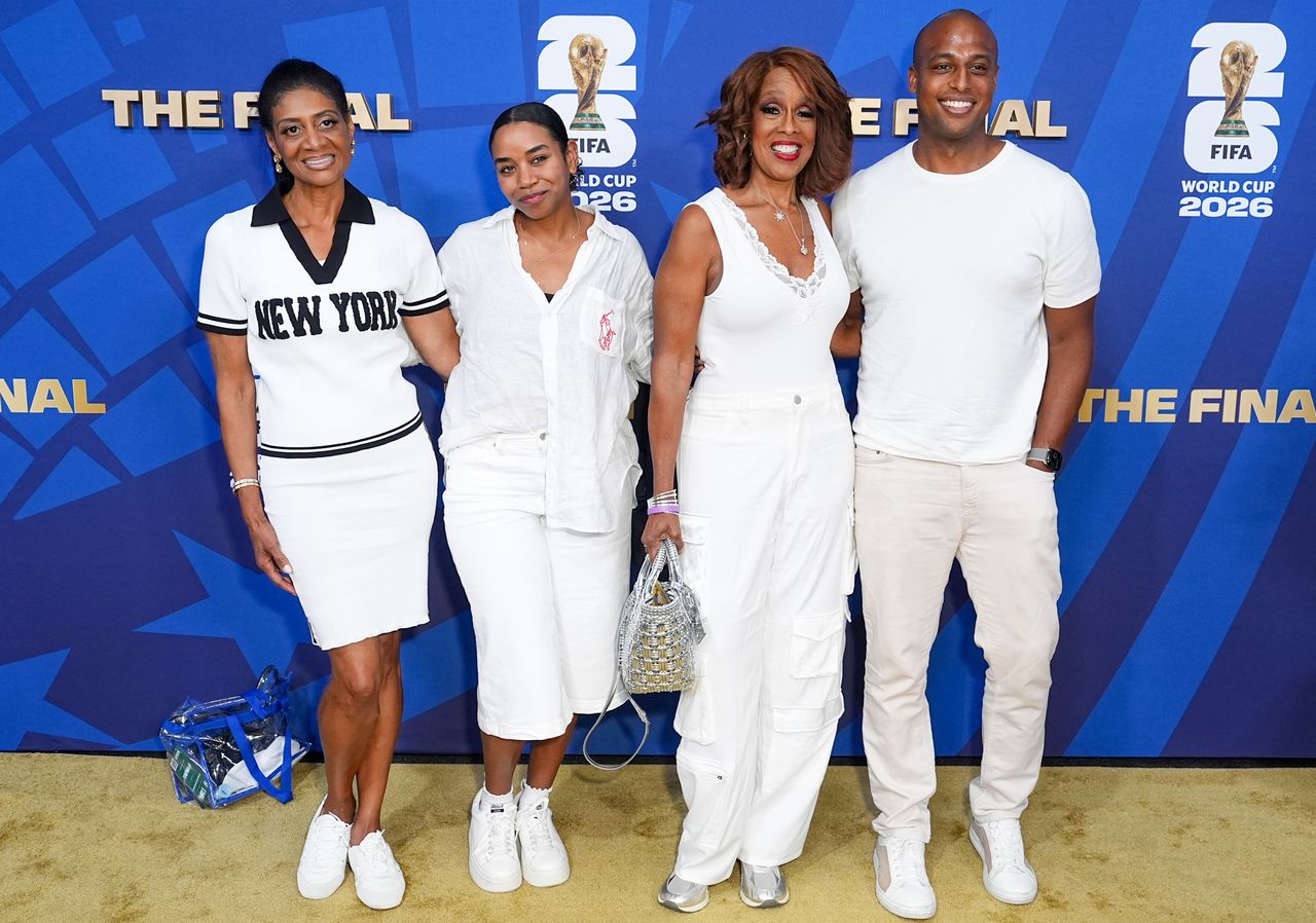 Nina Cooper, Elise Smith, Gayle King and William Bumpus Jr at the FIFA World Cup 2026 Final Red Carpet held at the New York New Jersey Stadium on July 19, 2026 in East Rutherford, New Jersey.