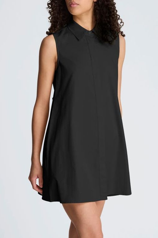 Sleeveless Trapeze Mini Shirtdress