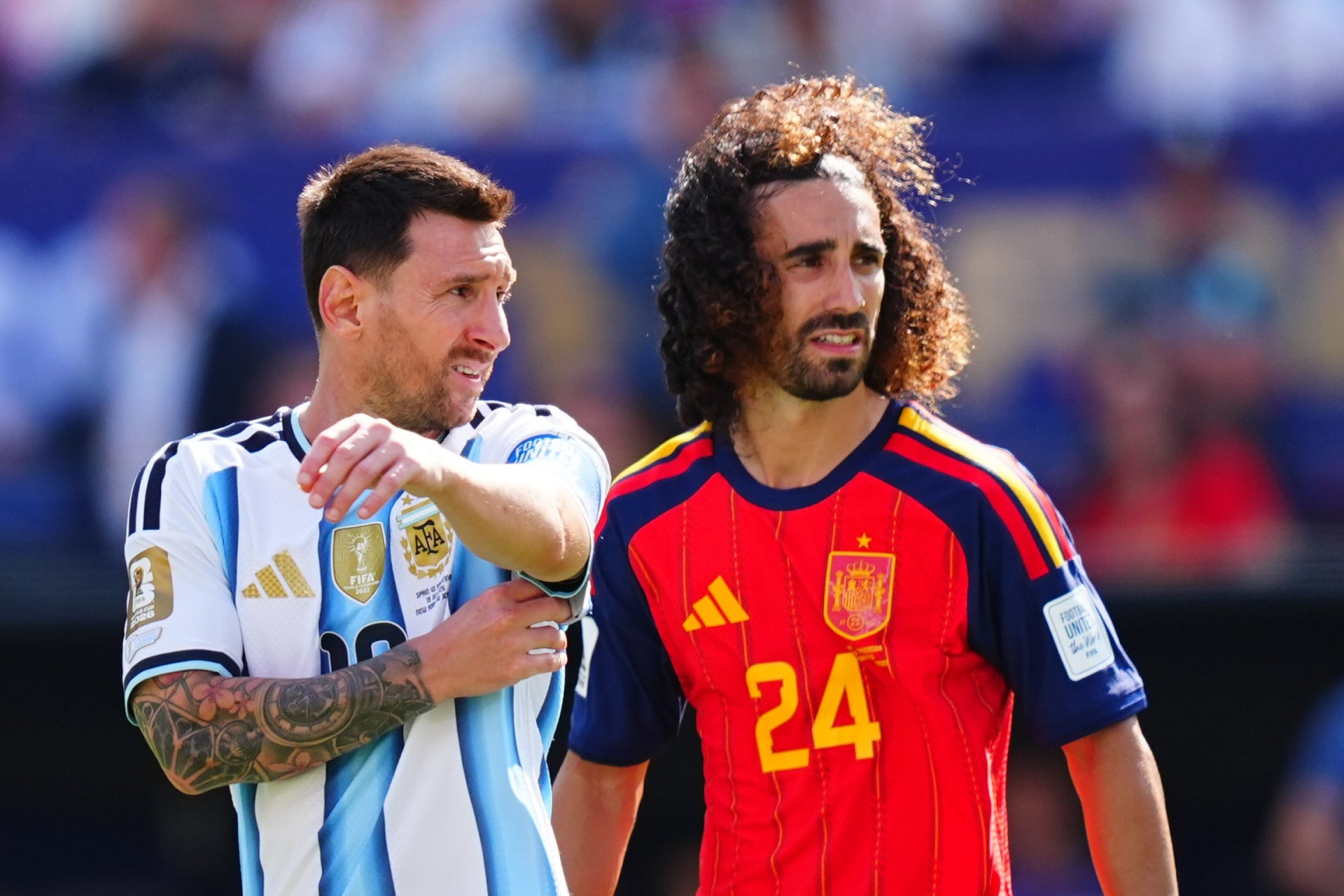 Argentina's Messi and Spain's Cucurella