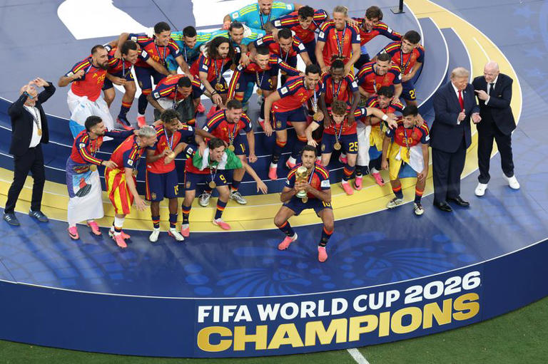 Donald Trump refused to the podium during Spain's trophy lift