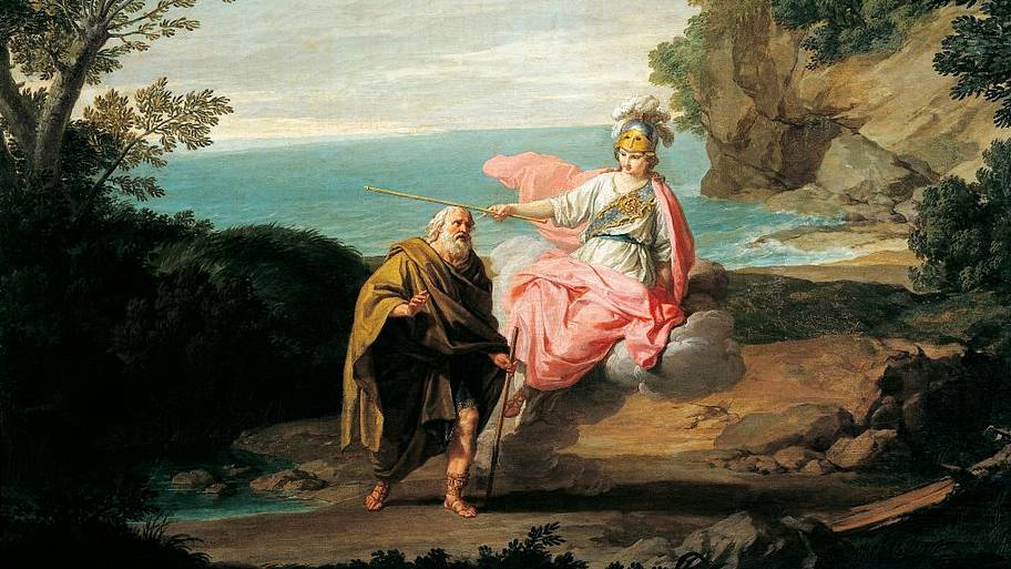 Giuseppe Bottani's 1775 painting captures Athena's divine presence guiding mortals in the Odyssey