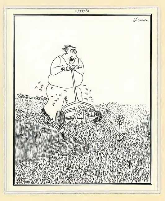 Far Side The Dreaded Lawn Mower Approaches
