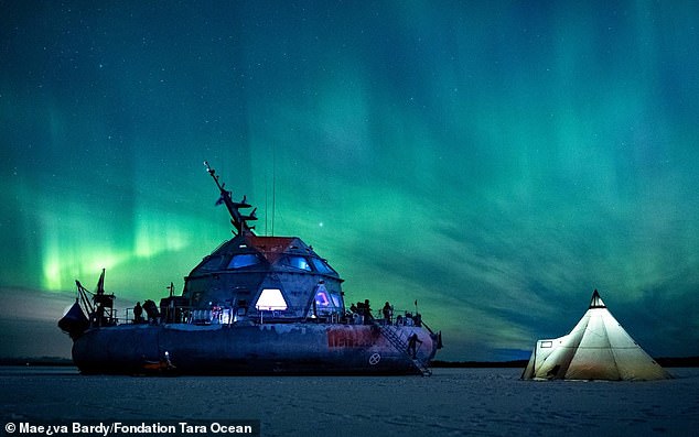 The research station, which looks similar to a giant floating igloo, will drift across the Arctic until the end of next year