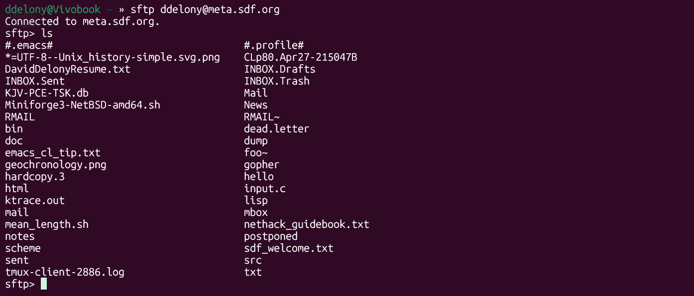 sftp in the Linux terminal.