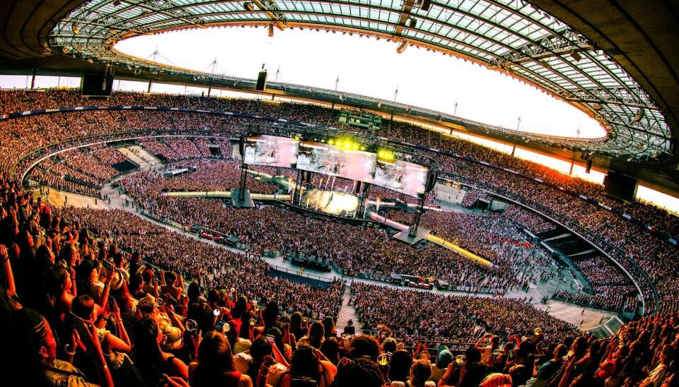 The venue for BTS's 'Arirang' world tour in Paris, State de France, is filled with concertgoers in a photo taken between July 17 and July 18.