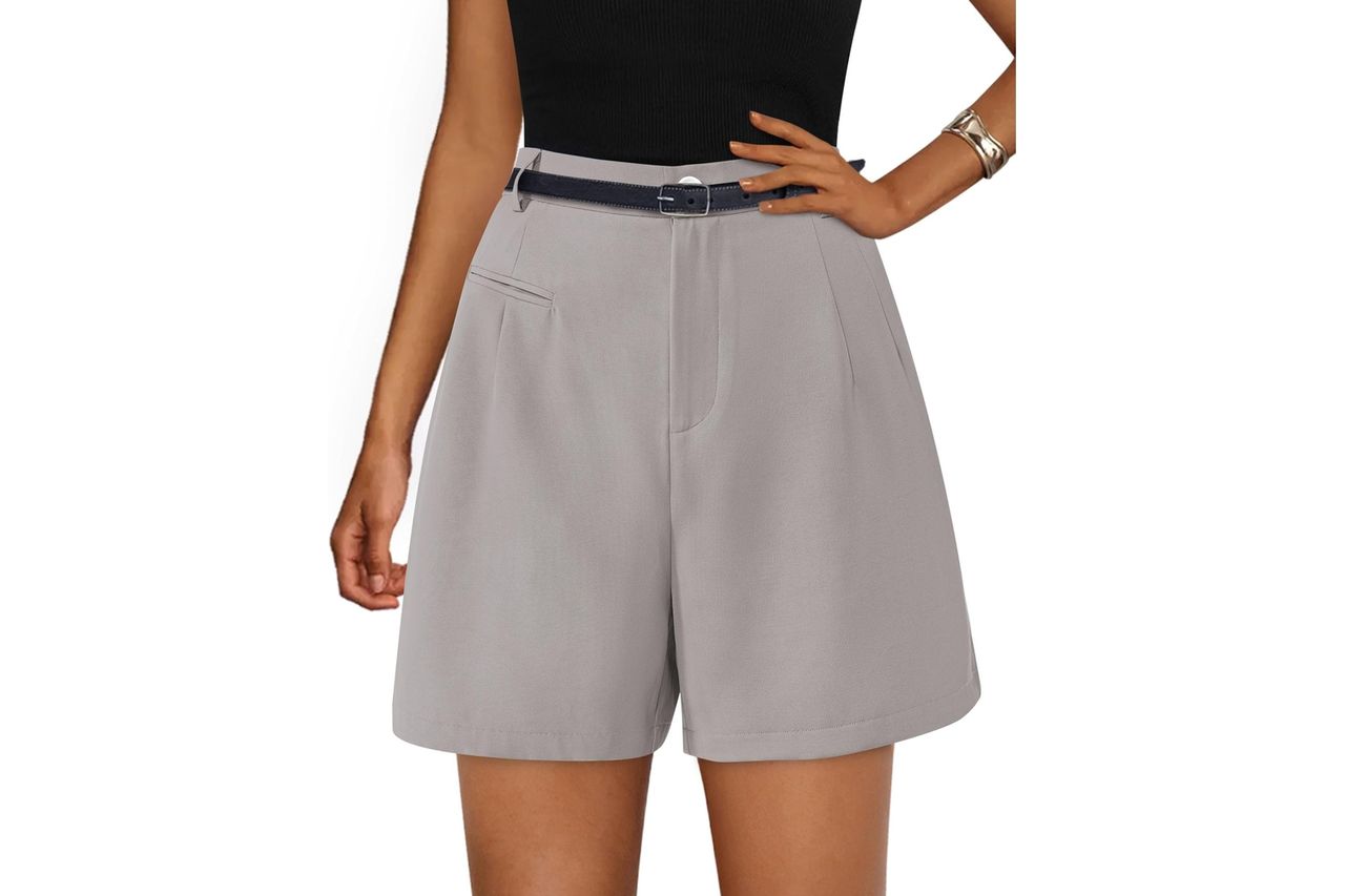 PRETTYGARDEN Shorts for Women Dressy 2026 Summer Elastic High Waisted Wide Leg Business Casual Work Shorts with Pockets