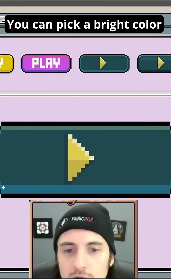 Small pixel buttons with strong visual presence