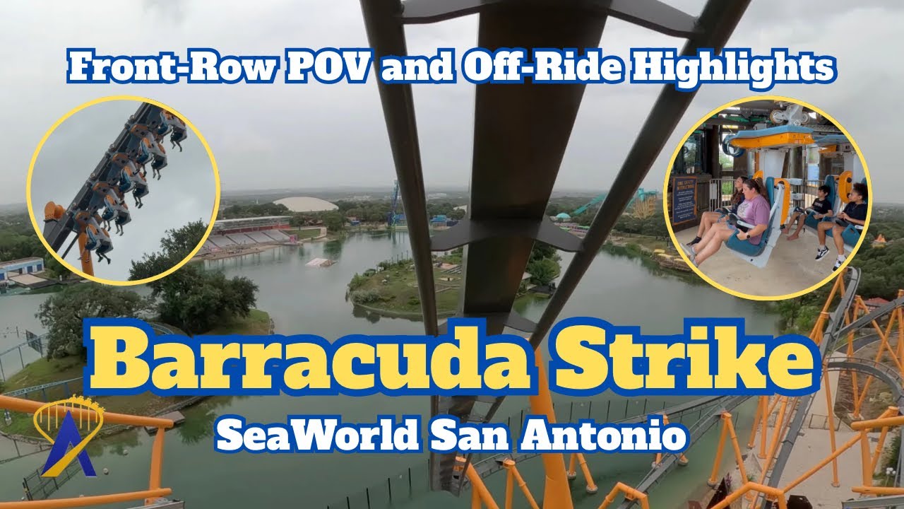 Barracuda strike front row POV - SeaWorld San Antonio 4K
