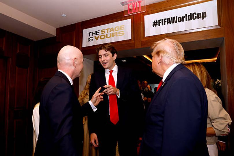 Barron Trump towered over his father during the World Cup final