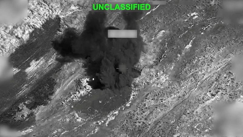 Explosions at an unknown location, during what U.S. Central Command says are strikes on Iran