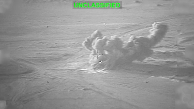 Explosions at an unknown location, during what U.S. Central Command says are strikes on Iran