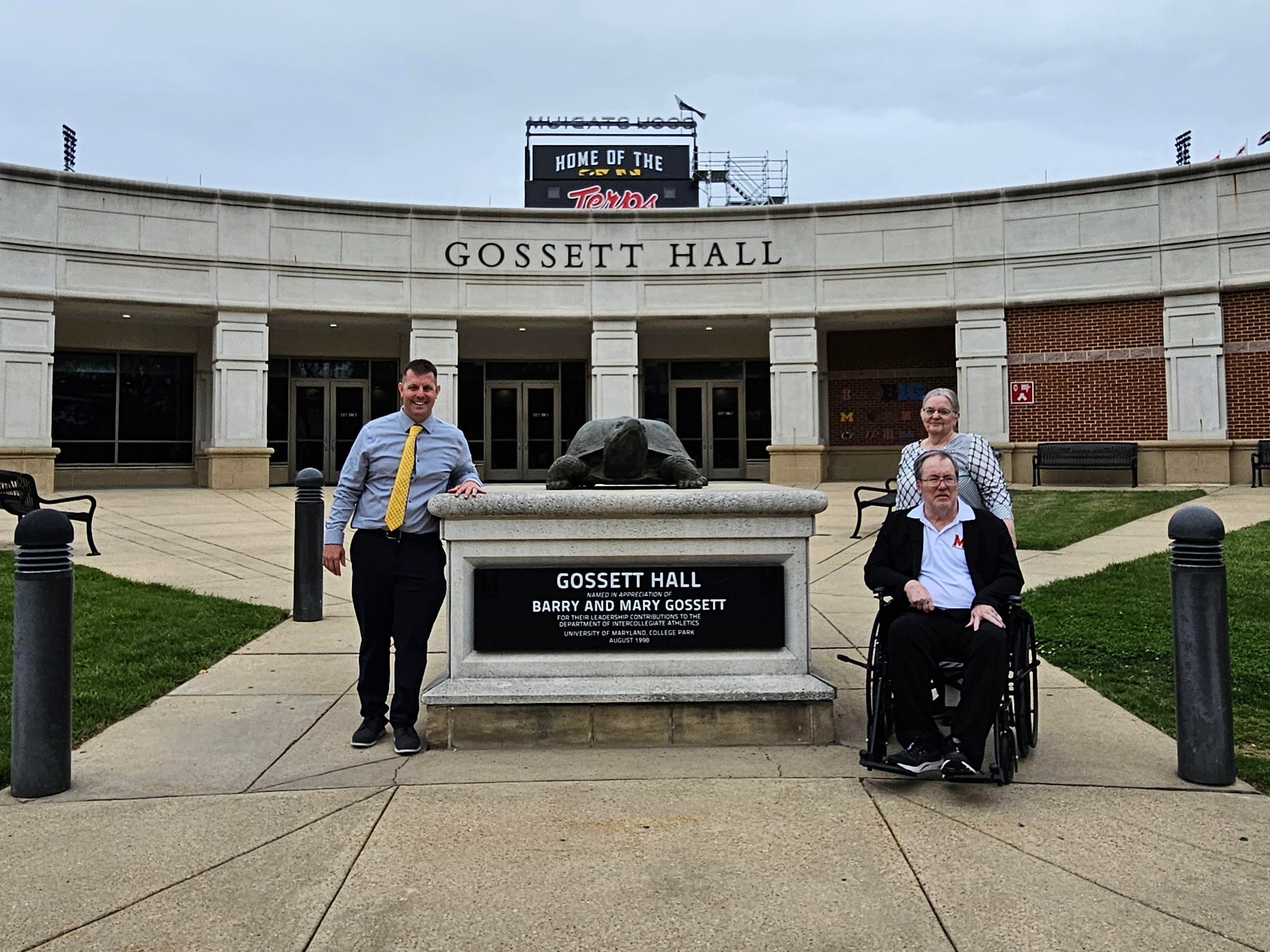 Brenda Eicher-Beard and her husband at the University of Maryland's Gossett Hall