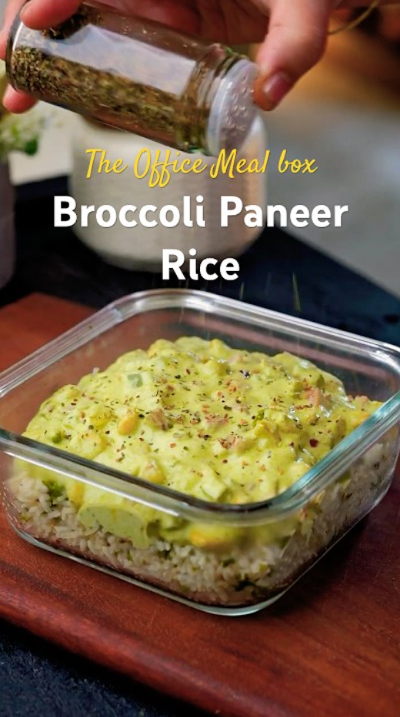 Broccoli paneer rice for a healthy lunchbox