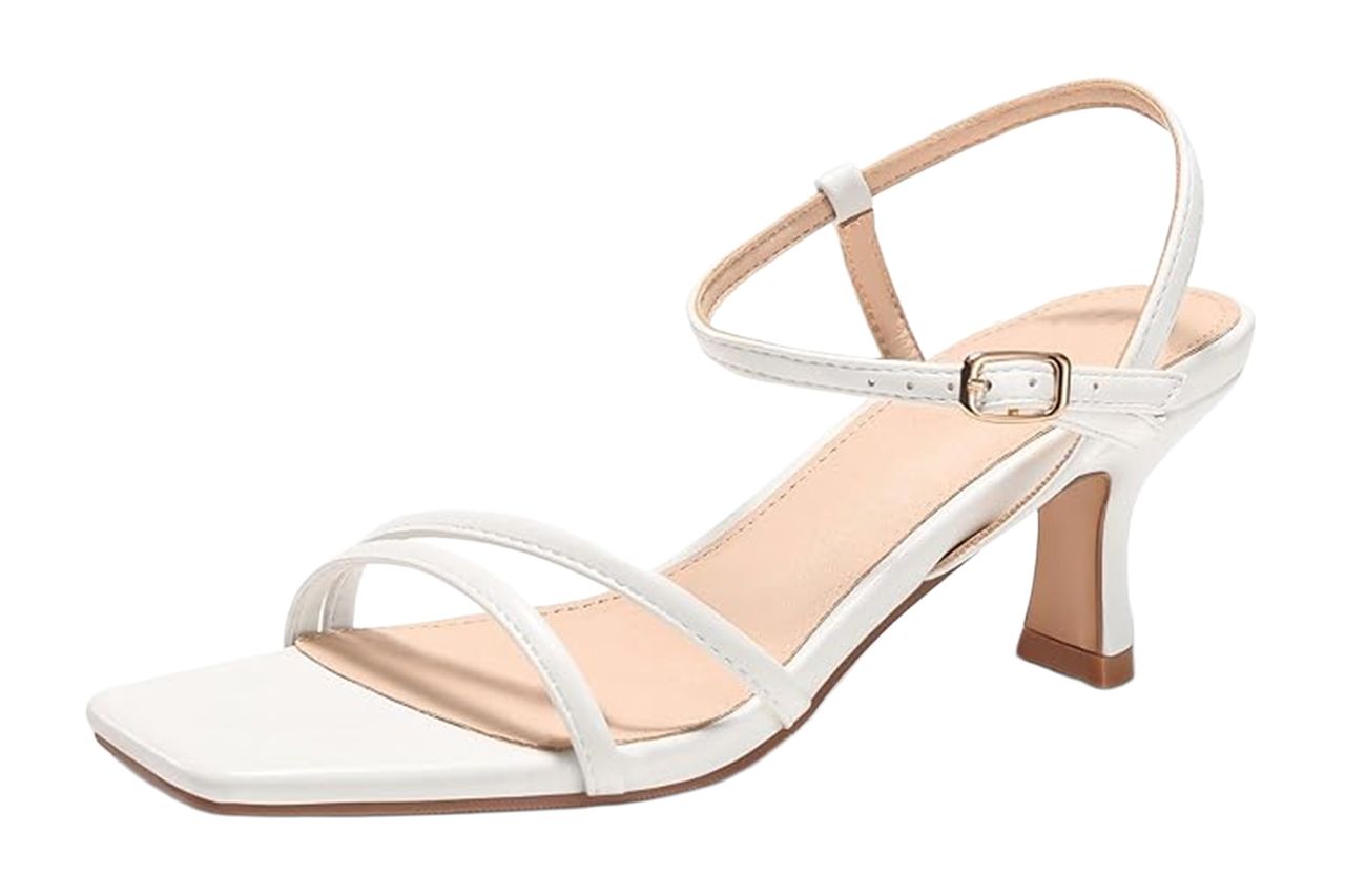 Coutgo Womens Strappy Low Kitten Heels