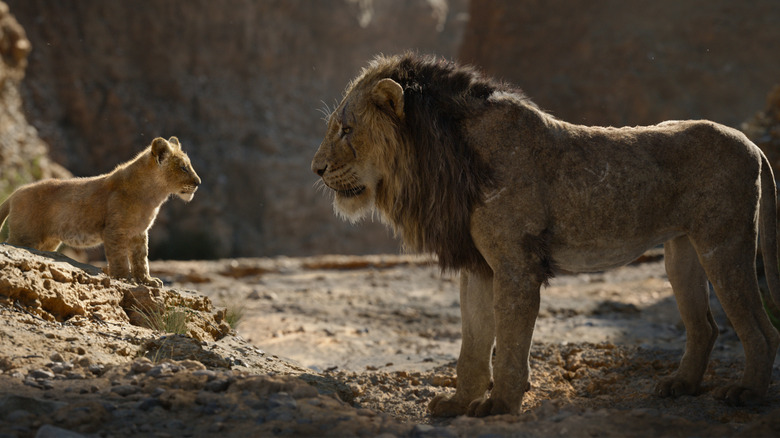 Simba as a cub receiving instructions from Scar in The Lion King (2019)