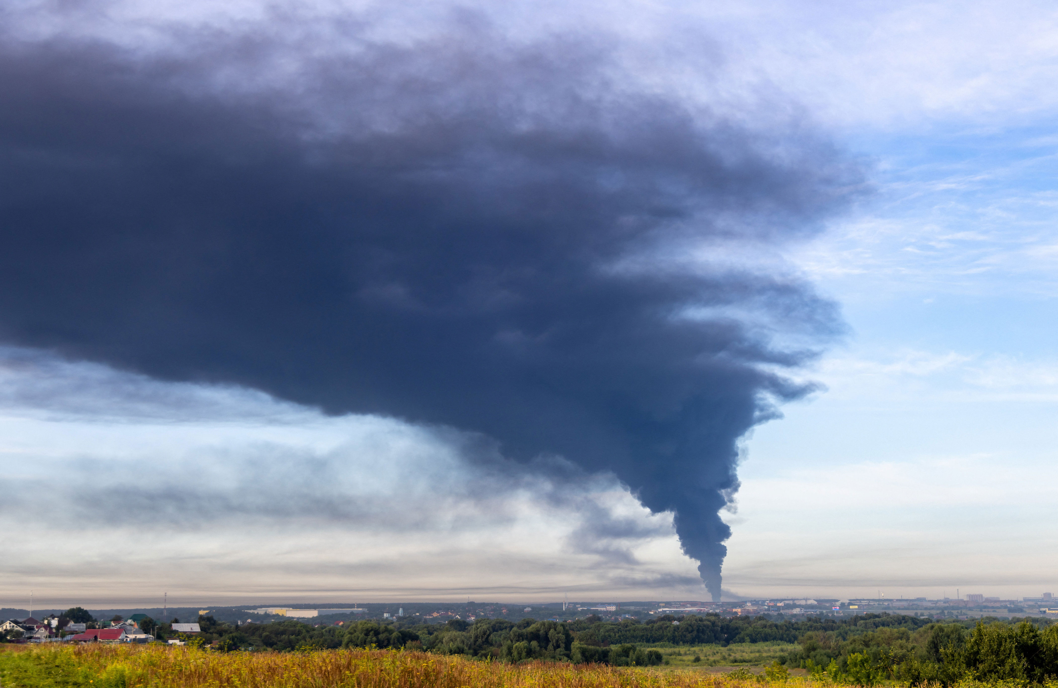 Smoke billows after Ukrainian drone attacks, according the local authorities, in the course of the Russia-Ukraine conflict, in Podolsk, Moscow Region, Russia, July 20, 2026. (Reuters)