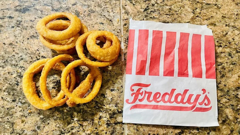 Onion rings from Freddy's fast food restaurant