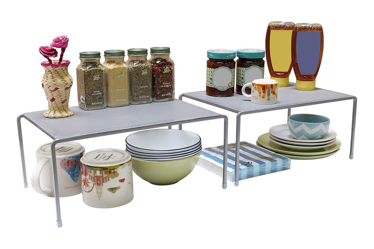 Deco Brothers Expandable Cabinet Shelf Organizer for Kitchen Cabinet and Counter, Grey