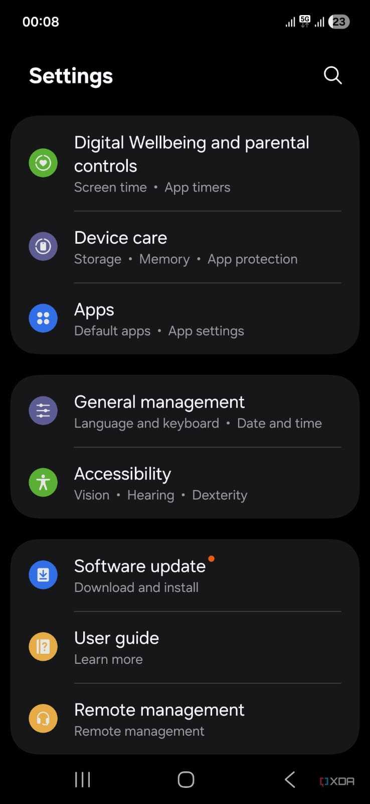 screenshot of oneui digital wellbeing settings