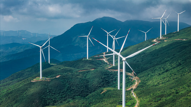 wind turbines in mountains