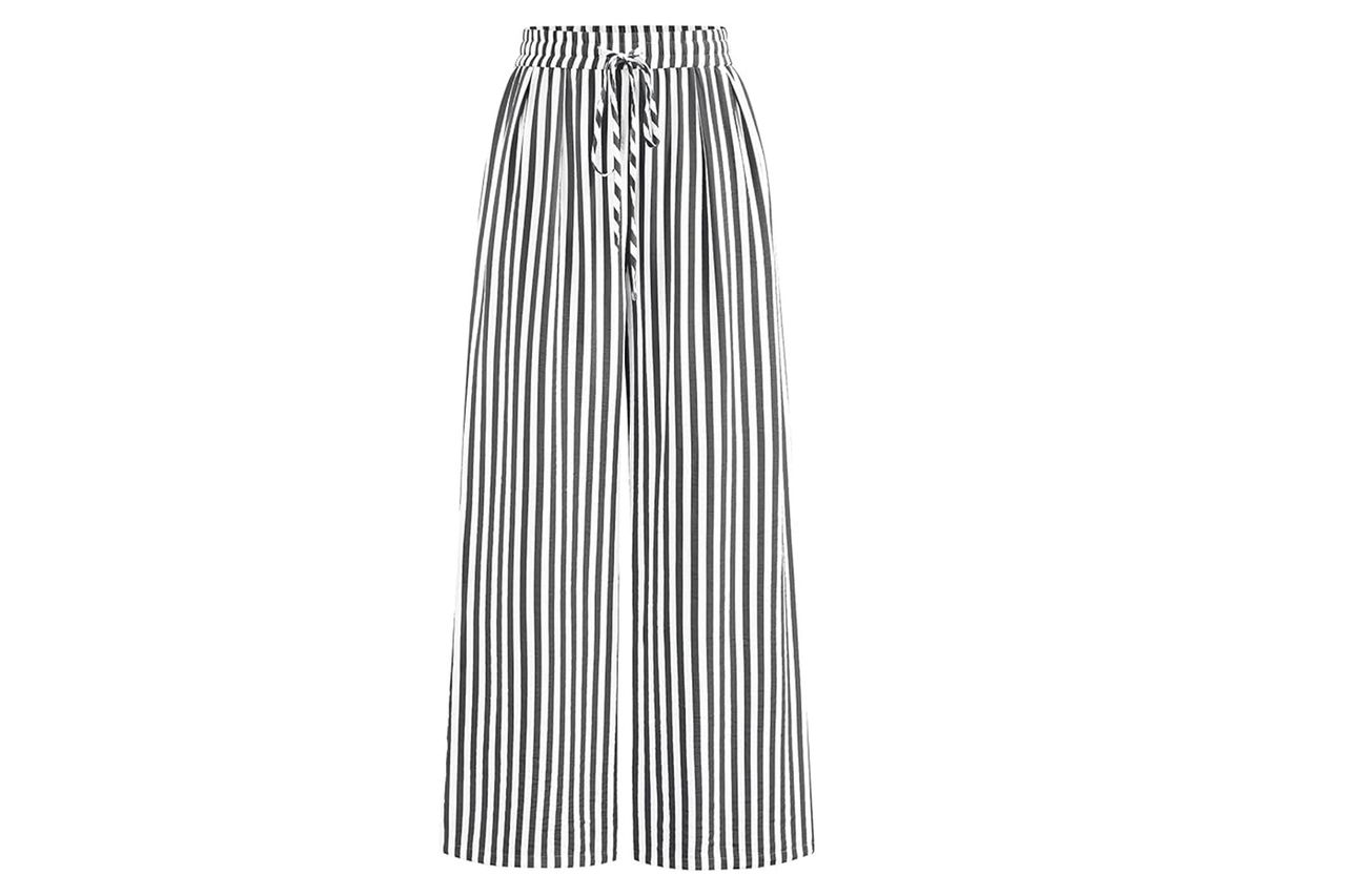 PRETTYGARDEN Pants Elastic Waist Floral Lightweight Palazzo Pants