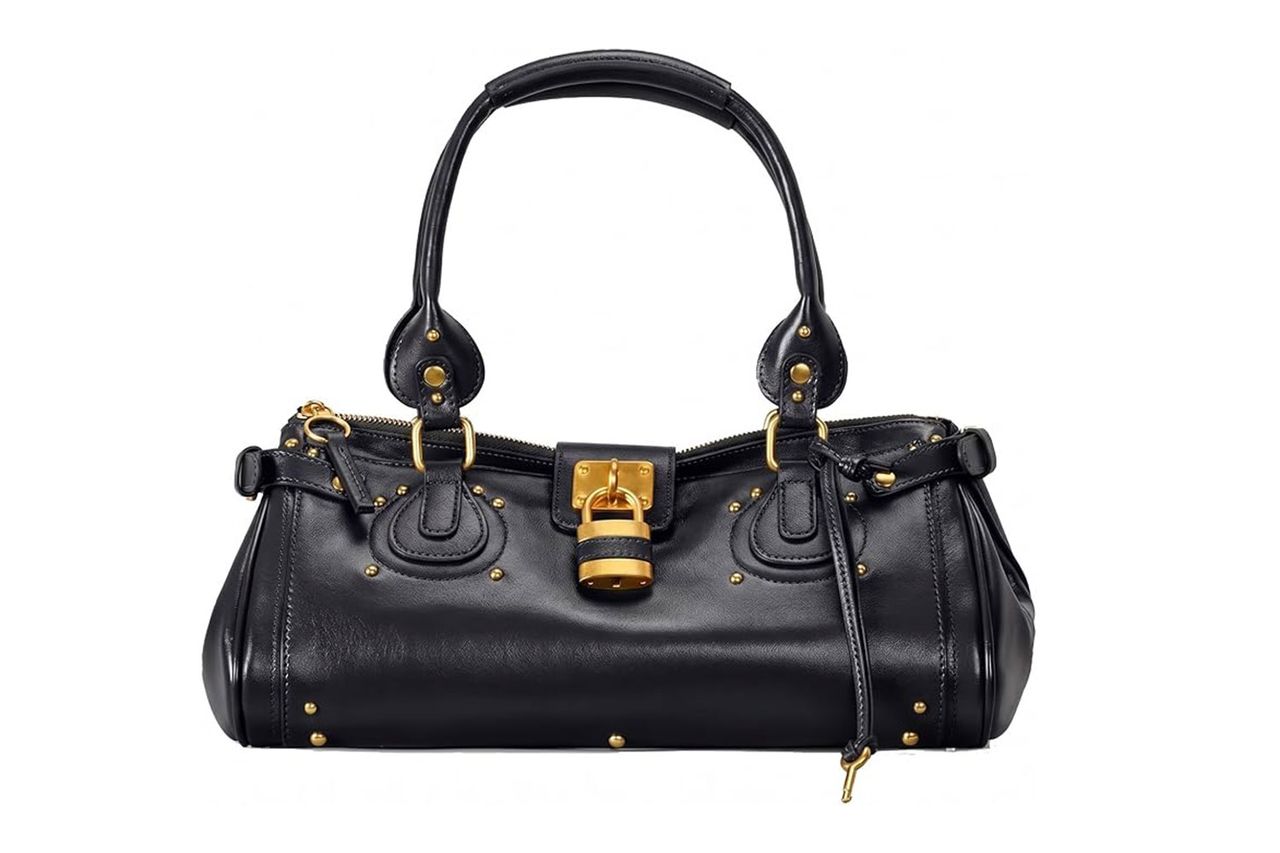 PU Leather Vintage Y2K Lock East West Bag Top Handle Handbag