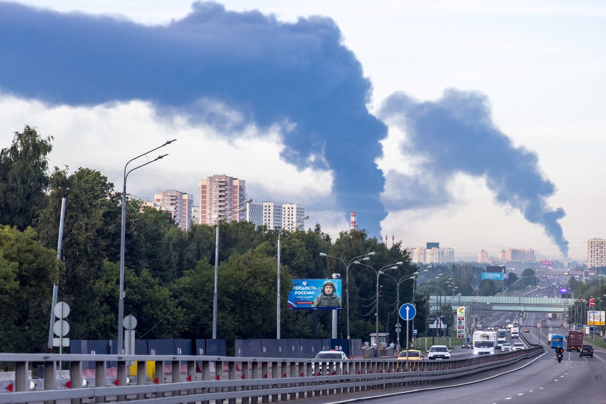 Aftermath of Ukrainian drone attacks in Moscow region