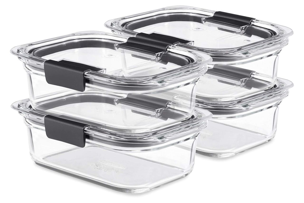 Rubbermaid Brilliance Glass Food Storage Containers, 3.2 Cup, Set of 4, BPA-Free, Leak-Proof, Clear