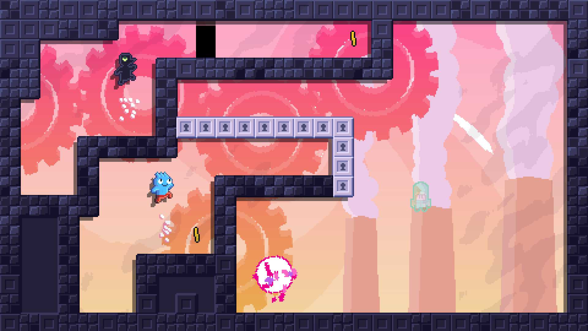 Racing against an enemy in Toodee and Topdee