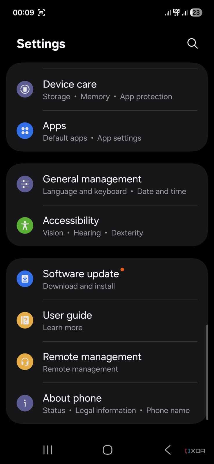 screenshot of oneui device care