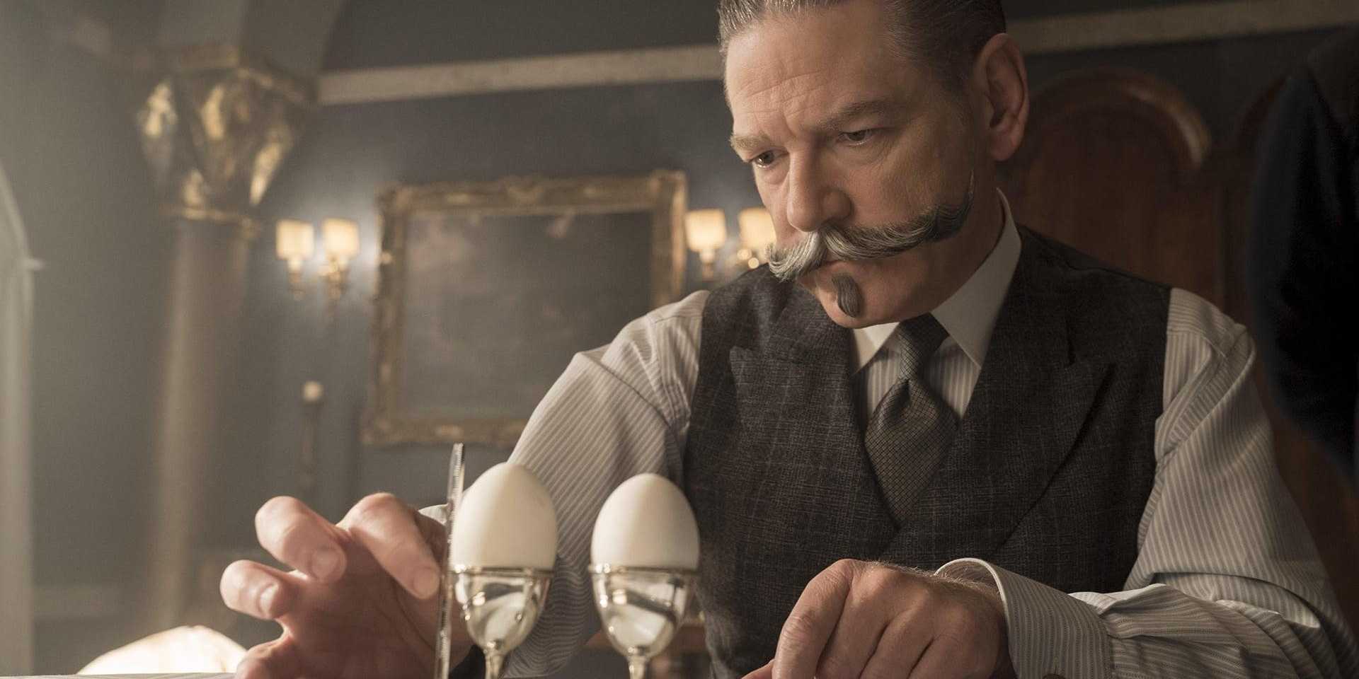 Hercule Poirot measuring eggs in Death on the Nile