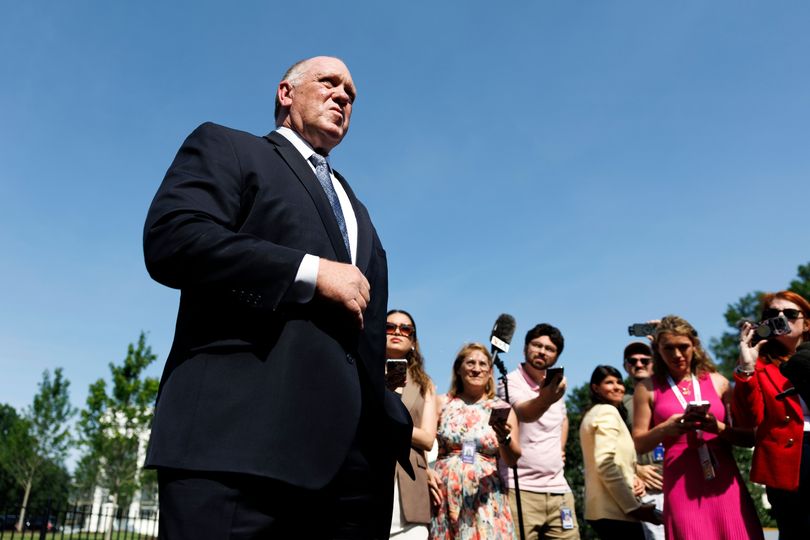 Homan speaks to members of the media at the White House in Washington, DC on June 30
