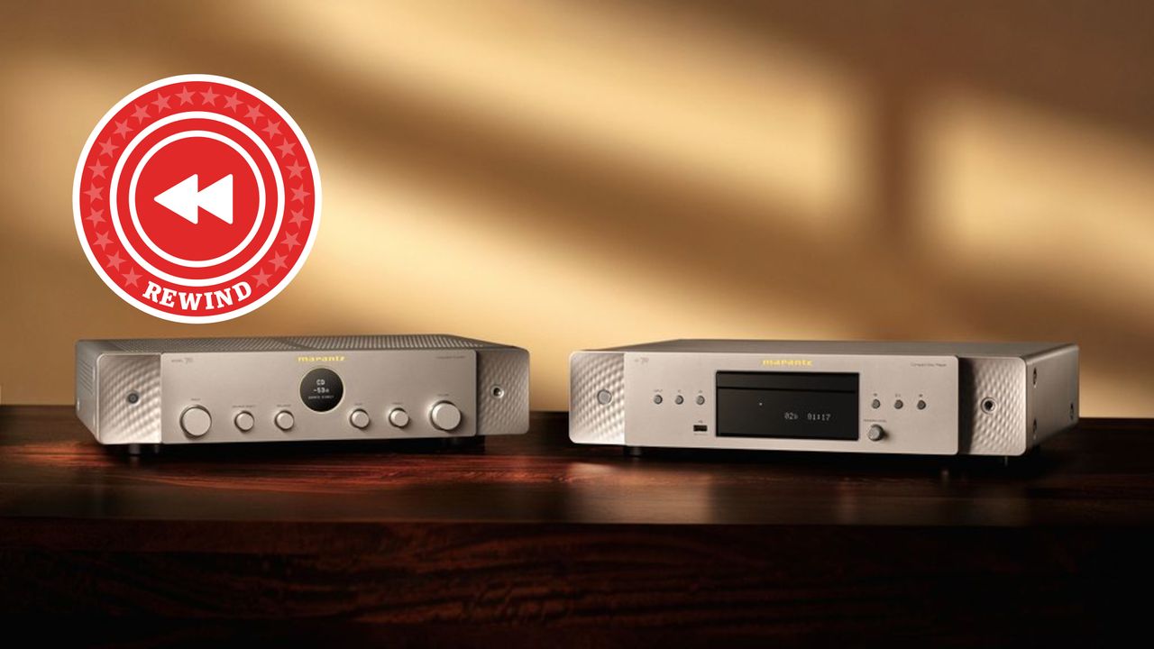 Marantz hi-fi on table with Rewind logo