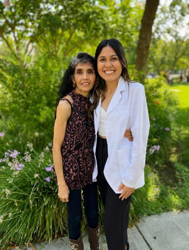 The author and her mom at the author's white coat ceremony in 2022, just weeks before her mom's resective neurosurgery.
