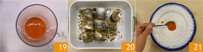 Mackerel and bell pepper rolls
