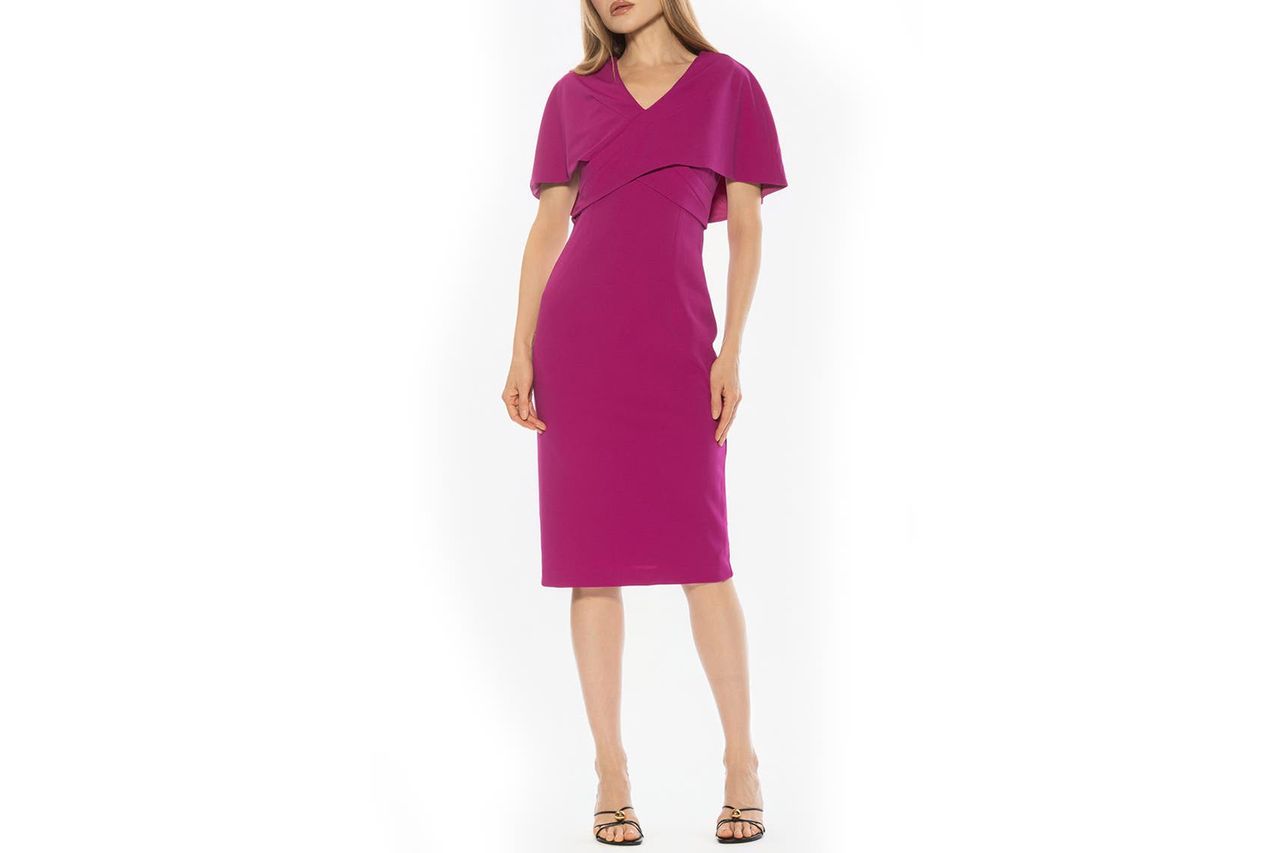 Alexia Admor Noor Wrap Bodice Midi Sheath Dress