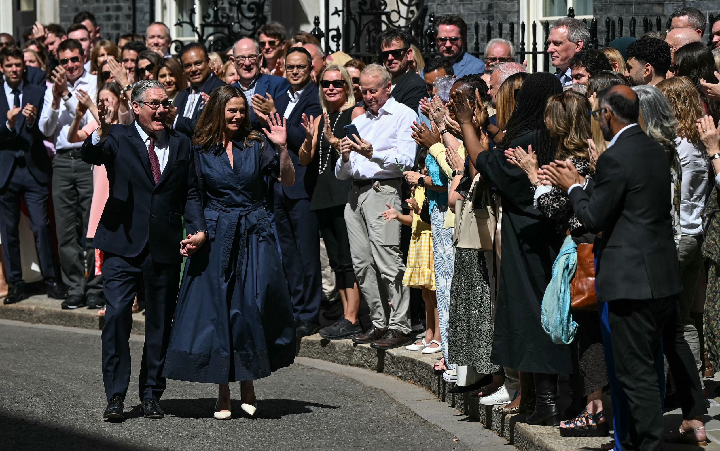 Sir Keir leaves Downing Street with his wife Lady Starmer