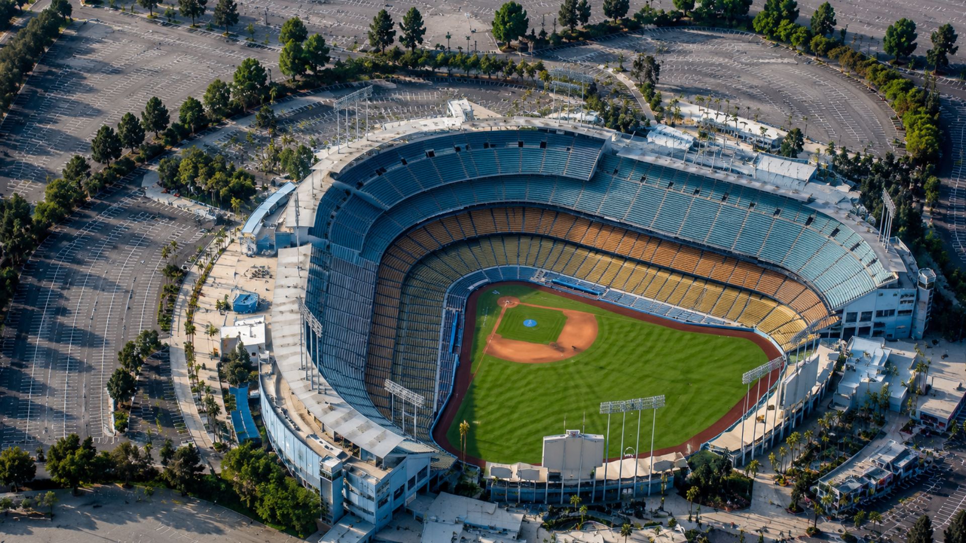 Aerial view of Dodger Stadium in Los Angeles